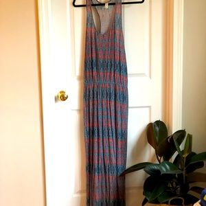 Aqua and coral Maxi Dress medium